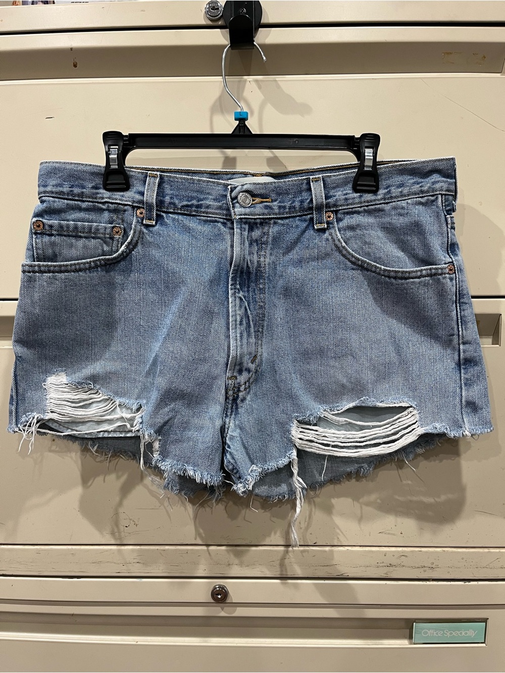 Vintage Levi's Light Blue Distressed Denim Cutoff Shorts